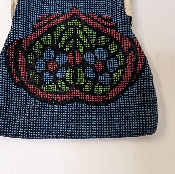 Victorian Petite Blue Western Style Mini Bag With Mirror Inside.